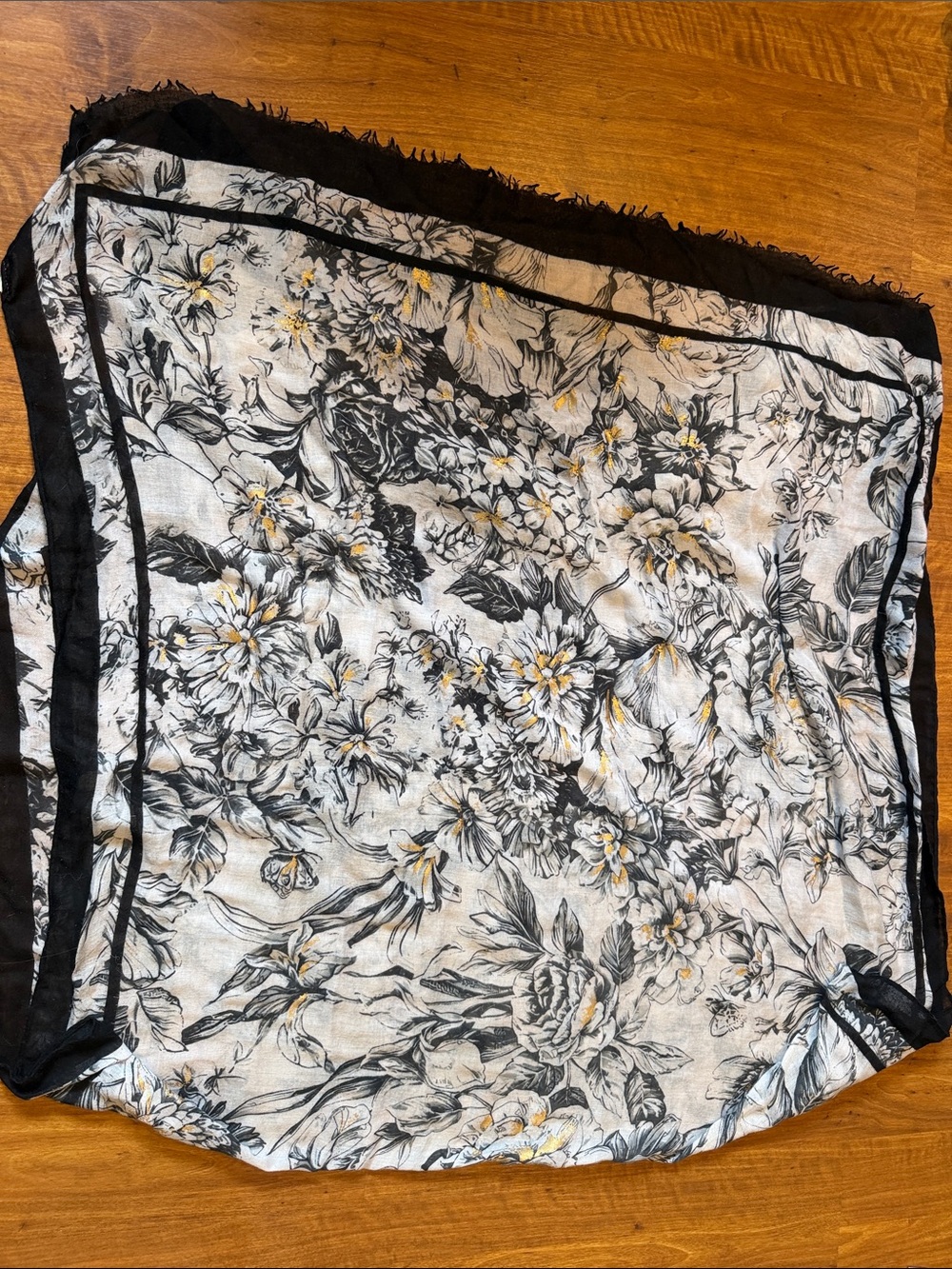 Black & White Floral Women’s Sarong - Lightweight Summer Layer